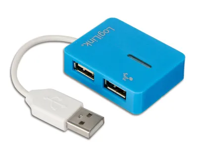 Produktbild von LogiLink USB 2.0 4-Port Hub, 480 Mbit/s, Blau, Windows 98SE/ME/200/XP/Vista/2003/7, 106 mm, 158 mm, 25 mm