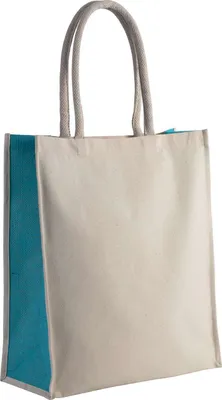 Produktbild von Kimood Bag Einkaufstasche Tragetasche Baumwolle Midi Jutebeutel, Größe:U, Farbe:Natural/Black
