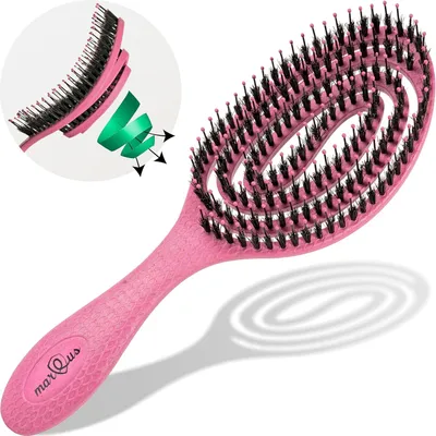 Produktbild von Bio Haarbürste ohne Ziepen mit Wildschweinborsten - Entwirrbürste mit einzigartiger Spirale, nachhaltiges Material - perfekt für nasse&trockene Haare