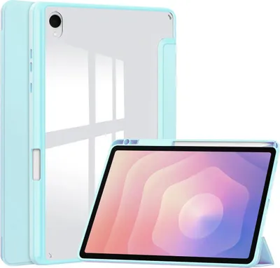Produktbild von Hülle mit Klappe für Galaxy Tab S11, Bizon Case Tab Clear Matt, Hellblau