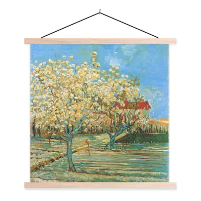 Produktbild von MuchoWow® Textilposter Blühender Obstgarten - Vincent van Gogh 120x120 cm mit holzfarbenen Rahmen - Textil-Poster