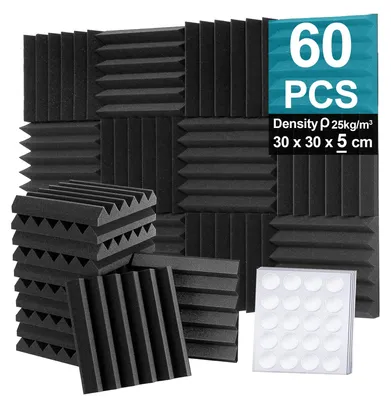 Productafbeelding van Set van 60 Akoestische Panelen 30x30x2 cm Geluidsabsorberend