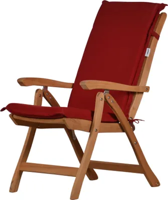 Produktbild von Gartenstuhl Set aus hochwertigem Teak Hochlehner und Polsterauflage rot Premium-Set mit Auflage aus Polyacryl