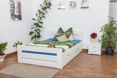 Produktbild von Holzbett 140 x 200 cm Buche massiv Weiß