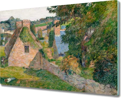 Produktbild von Coloray Kochplattenabdeckung Herdabdeckplatte 80x52 cm Hackbrett Schneidebrett Küchenbrett - Naturmalerei Häuser
