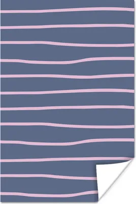 Produktbild von MuchoWow® Poster Rosa - Blau - Muster 80x120 cm - Papierdruck