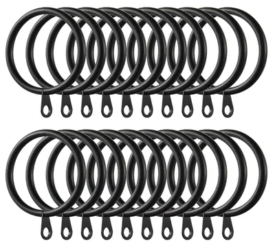 Zdjęcie produktu dla Zestaw 60 metalowych pierścieni i haczyków do zasłon, średnica 38 mm