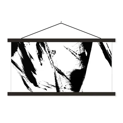 Produktbild von MuchoWow® Textilposter Farbe - Schwarz - Abstrakt 120x60 cm mit schwarzem Rahmen - Dekoration Schlafzimmer
