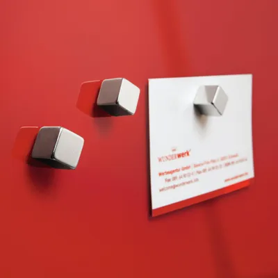 Produktbild von SIGEL BA192 SuperDym-Magnete - Würfel - bis zu 8 Bl. (A4, 80g/m²) - 1 x 1 cm - silber - 6 Stück