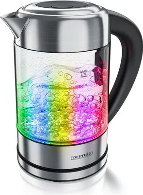 Produktbild von Arendo Wasserkocher 1,7 l, 2200 W, Edelstahl mit Glaskörper, Temperaturwahl 40°C - 100°C, Aufkochfunktion