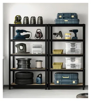 Produktbild von Doppelpack Schwerlastregale schwarz, 180 x 90 x 40 cm | Steckregal, Lagerregal, Standregal, werkzeugfreie Montage