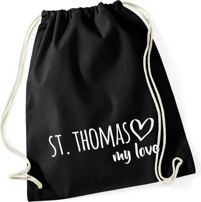 Produktbild von Huuraa Turnbeutel St. Thomas my love 12 Liter Black Baumwolle Rucksack Geschenkidee