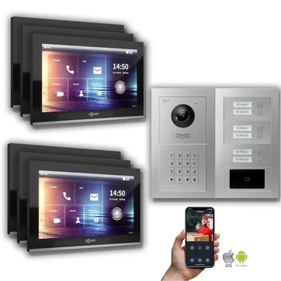 Image de Goliath IP interphone vidéo 6-fam. code numérique RFID : 10 pouces en noir : Boîte d'encastrement Sélection du moniteur : 10 pouces en noir Boîte de montage de la sonnette : Boîte d'encastrement