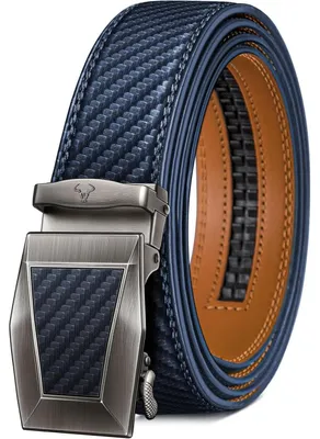 Produktbild von Herren Ledergürtel mit Automatikschließe, 35mm breit, verstellbar bis 140cm, Navy Blau