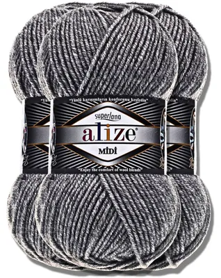 Obrázek produktu pro Alize Superlana Midi, příze, 3 x 100g, unifikovaná barva, vhodná pro háčkování a pletení (21)