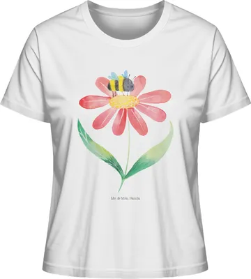 Produktbild von Mr. & Mrs. Panda Basic Shirt Damen Hummel Blume Größe L - Weiß - Geschenk, Natur, Hummeln, Oberteil, Wespe, Biene, T-Shirt, Kurzarmshirt, Mit Print, Lustige Sprüche
