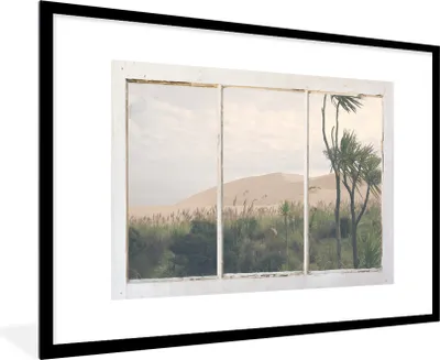 Produktbild von MuchoWow® MuchoWow® Gerahmtes Poster Aussicht - Düne - Strand 90x60 cm - Poster mit zchwarzem Bilderrahmen - Wanddekoration - Fotos