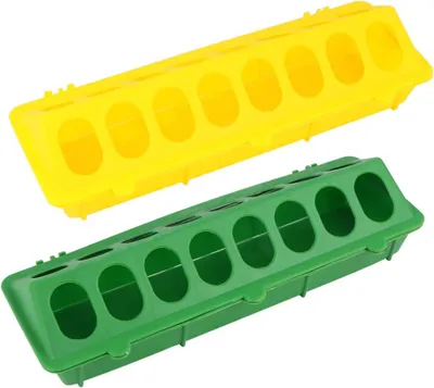 Productafbeelding van Duivenvoer Slot - Voederbak Vogels - Voedsel Verstrekken - Meerdere Sleuven - 20 x 13 x 5 cm - Geelgroen