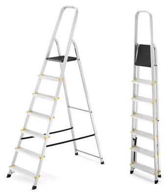 Zdjęcie produktu dla Drabina aluminiowa domowa jednostronna schodki do domu HIGHER 7 stopni 125 kg