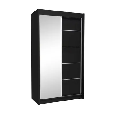 Produktbild von Schwebetürenschrank MARIKA 120 cm – Kleiderschrank mit Spiegel & Schiebetüren (Schwarz)