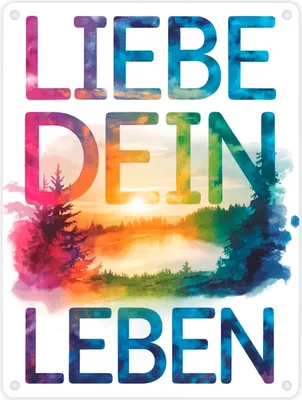 Produktbild von Liebe dein Leben Metallschild in 15x20 cm Aquarell Design