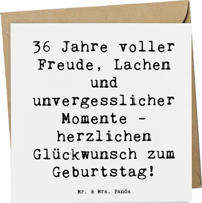 Produktbild von Mr. & Mrs. Panda Klappkarte Spruch 36. Geburtstag - Weiß - Geschenk, Lachen, Freude, Grußkarte, Geburtstagsspruch, Überraschung, doppelkarte, faltkarte, anlasskarte