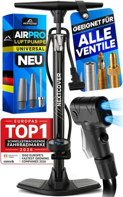 Zdjęcie produktu dla Pompa rowerowa - pompa rowerowa i samochodowa - do zaworów Schrader, Presta i Dunlop - z manometrem