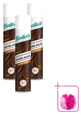 Imagen del producto de 3 champús secos Batiste para cabello oscuro y castaño intenso, 200 ml cada uno - Paquete ahorro - 3 unidades