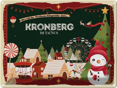 Produktbild von vianmo Blechschild 30x40 cm Weihnachtsgrüße aus Kronberg im Taunus Weihnachten