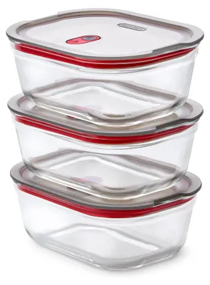 Glas-Vorratsdosen 3er-Set 900 ml stapelbar mikrowellengeeignet