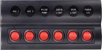 Produktbild von allpa Kunststoff Schalttafel, 12V, 6-Schalter & LED-Indikator, inkl. Labelsatz