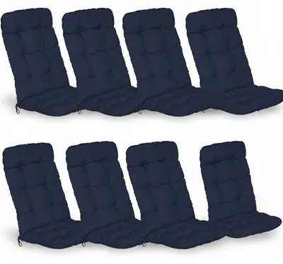Produktbild von Beautissu 8er Set Hochlehner Auflagen Flair HL, 120x50x8cm, Dunkelblau
