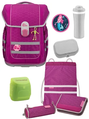 Produktbild von McNeill Ranzen-Set 8-teilig McOcean PUNTOPINK Meerjungfrau Schulranzen-Set mit Brotbox und Trinkflasche