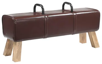 Zdjęcie produktu dla vidaXL Ławka bankowa, ciemnobrązowa, 110 x 30 x 45 cm, naturalna skóra