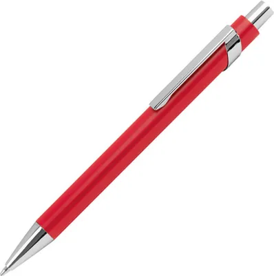 Produktbild von 10 Kugelschreiber aus Metall mit silbernen Applikationen / Farbe: rot