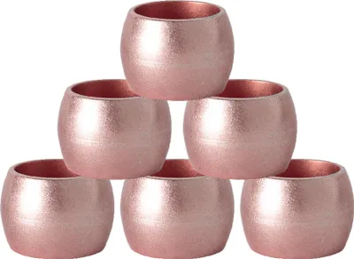 Produktbild von Argon Ta Metallic Serviettenringe - Luxe Weihnachten Fine Dining Serviettenhalter - Rose Gold - Packung mit 6