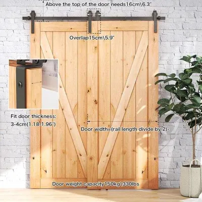 Obrázok produktu pre Kovanie na posuvné dvere Bypass 229 cm, čierne, kompletná sada