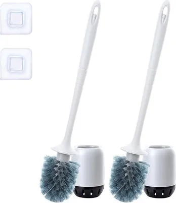 Image de Lot de brosses de toilettes pour un nettoyage facile, 2 pièces, anti-gouttes, brosse de toilettes pour la baignoire
