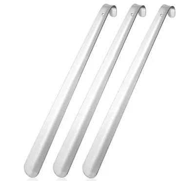 Produktbild von 3er Set Schuhlöffel aus Edelstahl | 42cm Schuhanzieher | Schuhanziehhilfe aus Metall | Stabile Ausführung | Metallschuhlöffel mit Lochung zum Aufhängen