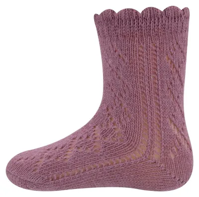 Zdjęcie produktu dla Skarpetki dziecięce z dzianiny ażurowej z bawełny – Dusty Rose – 18-19