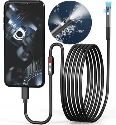 Imagen del producto de Cámara de inspección DUO, endoscopio con dos cámaras, 2 metros, 7 LEDs, 2xFHD, compatible con Wi-Fi para iPhone