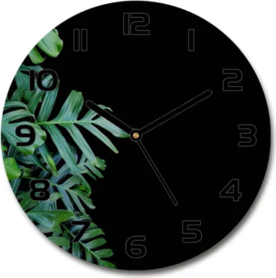 Produktbild von Wanduhr aus Glas 30fi Glasbild Glasuhr Gehärtetes Glas - schwarze-zeiger - monstera