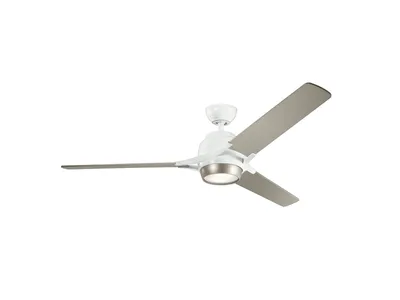 Produktbild von Elstead Zeus leiser Deckenventilator mit LED Licht Ø152cm Holz + Fernbedienung Silber, weiß