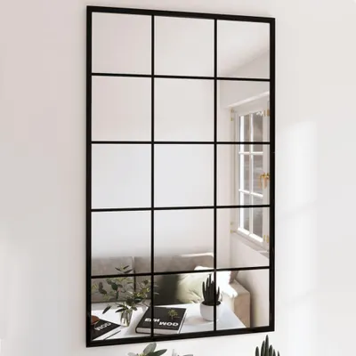 Image de Miroir mural noir 100x60 cm métal