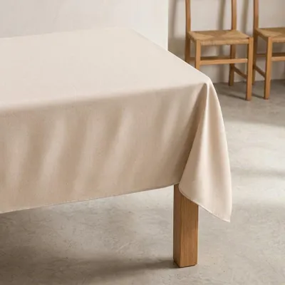 Imagen del producto de Mantel GAMUSI, resistente a las manchas, liso, rectangular, tejido melange, tacto natural, 140 x 200 cm, color natural