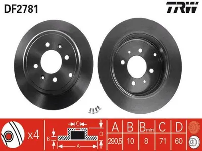 Produktbild von TRW Bremsscheiben (2 Stück) Hinterachse DF2781