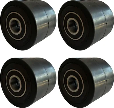 Produktbild von 4 Stück Hubwagenrollen Gummi 80 x 70 mm, Achse 20 mm inkl. Kugellager - Ersatzrollen