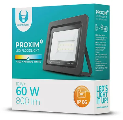 Produktbild von Proxim Flutlichtstrahler IP66 10W60W LED Fluter 4500K SMD Außen Beleuchtung