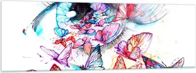 Produktbild von Bilder auf glas - Auge Butterflys Fantasie Fantasie - 160x50cm - Glasbilder - Wandbilder - Kunstdruck - Wanddekoration aus Glas - Glas Bilder - Wandbild auf Glas - GAB160x50-3096