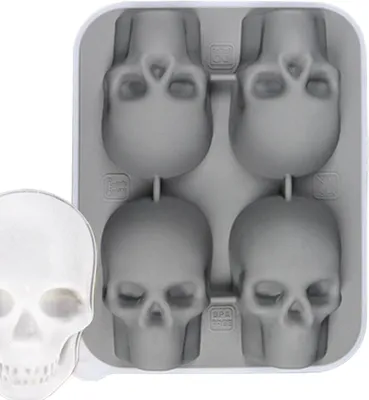 Produktbild von Silikon-Eiswürfelform in Totenkopfform – Kühlschrankzubehör für Getränke